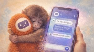 Baby Punch had an orangutan toy. We have chatbots.