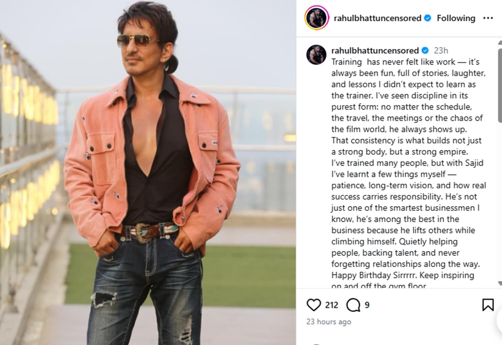Rahul Bhatt on Sajid Nadiadwala 