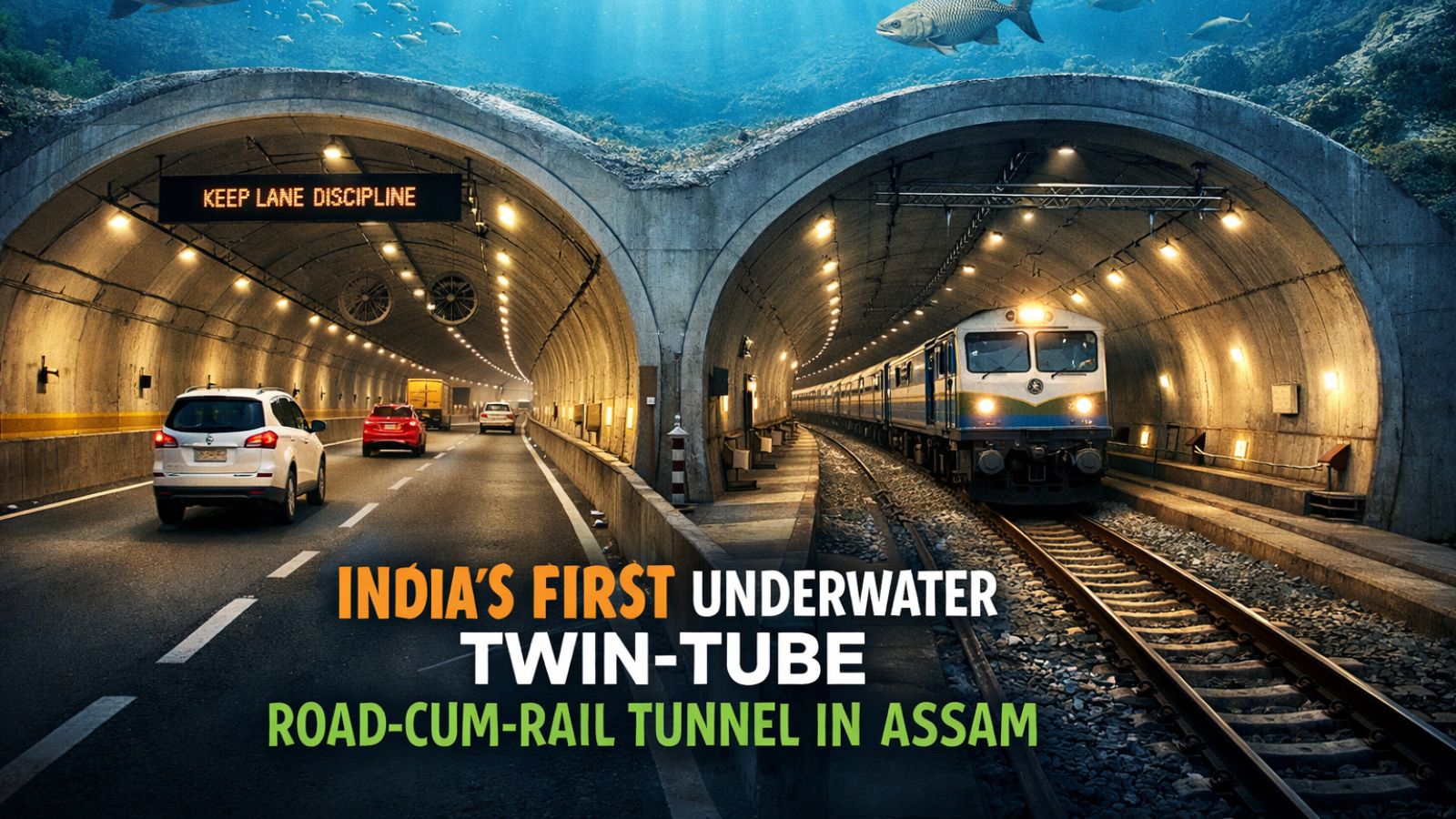 India's first underwater twin-tube Road-cum-Rail tunnel