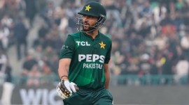 Pakistan's Salman Ali Agha walks off the field after his dismissal during the third T20 cricket match between Pakistan and Australia, in Lahore, Pakistan, Sunday, Feb. 1, 2026. (AP Photo)