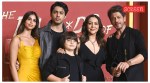 Shah Rukh Khan with his family -- Suhana Khan, Aryan Khan, AbRam Khan, and Gauri Khan -- at the premiere of The Ba***ds of Bollywood.