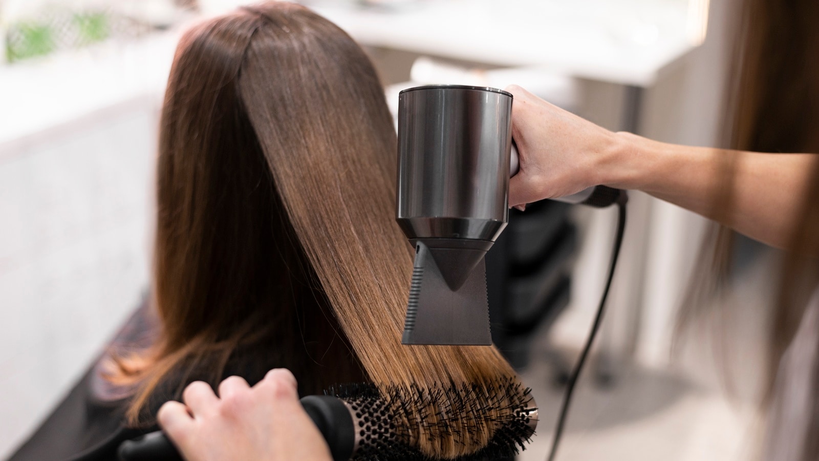 woman getting a haircut