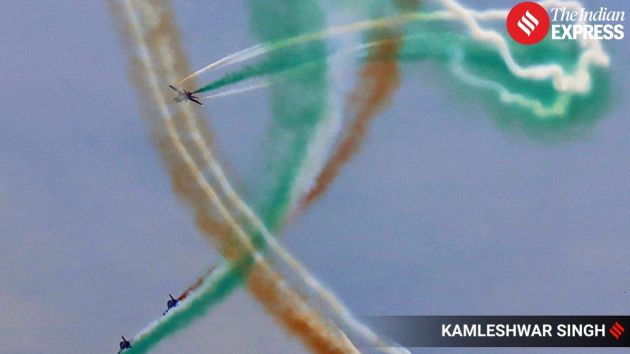 The team showcased precision flying by forming intricate patterns