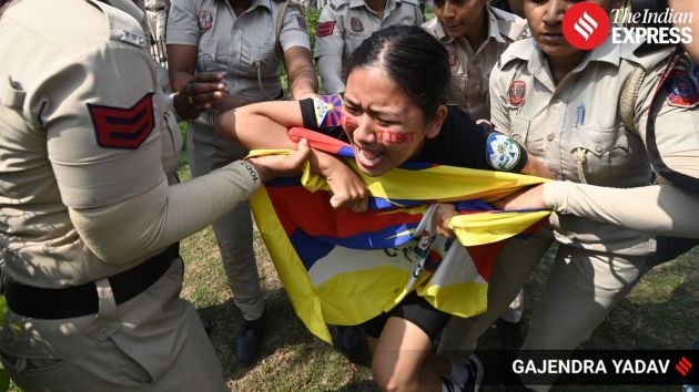 Police officials detained 24 protesters from the protest site near the Chinese Embassy