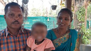 Usari Koram with his wife Asmati and daughter Yatika. (Express Photo)