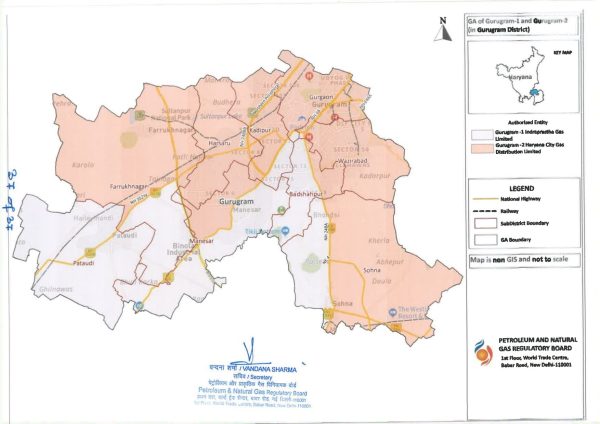 Areas covered by HCG in Gurgaon (shaded) 