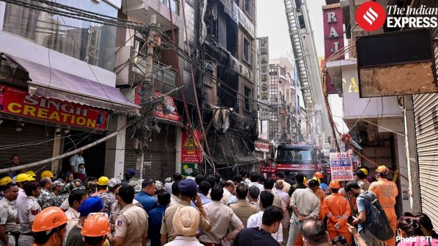 The Delhi Fire Service said it received a distress call around 7 am and immediately rushed multiple teams to the spot