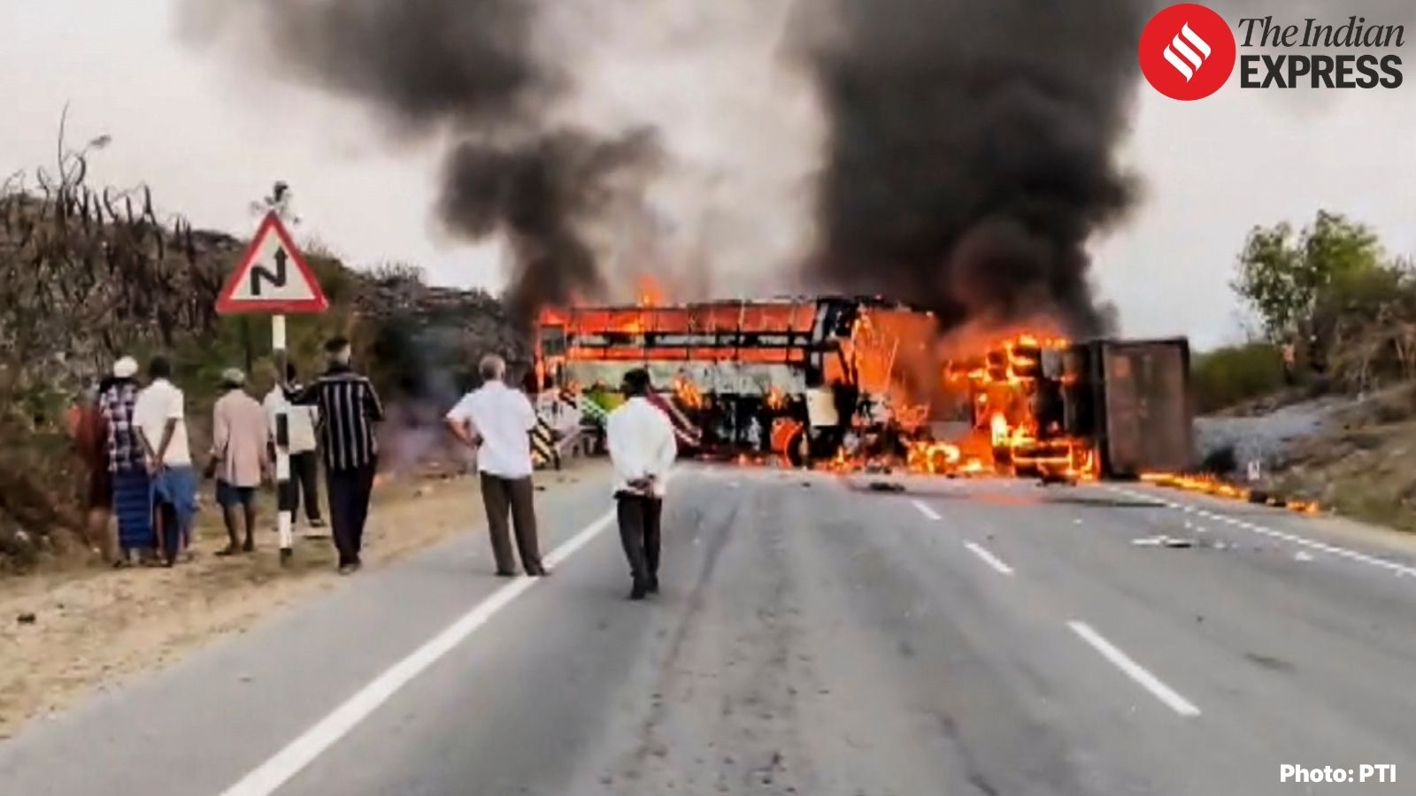 In Pictures: 13 killed, 20 injured as bus catches fire after collision ...
