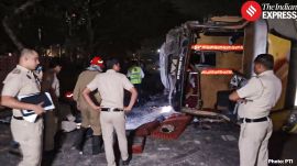 A police team, along with picket staff and night patrolling personnel, rushed to the scene and found the bus lying