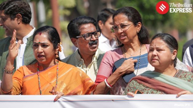 MPs from multiple parties, including CPI-ML, DMK and JMM, joined the demonstration