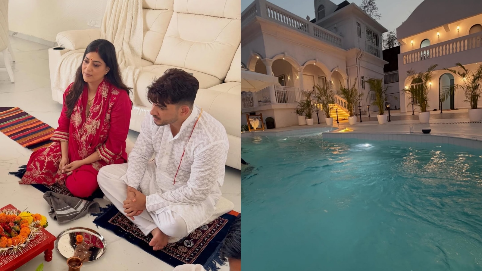 Inside Arjun Bijlani’s lavish new Karjat farmhouse, featuring a private pool and terrace area with scenic views