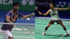 Indian shuttler Ayush Shetty (L) will take on Indonesian Alwi Farhan while Lakshya Sen will face World No. 1 and World Champion Shi Yuqi in the opening round of the All England Open 2026 badminton tournament. (Express photo by Abhinav Saha)