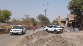 The spot near which the woman was killed at Ambethan chowk, service road bridge, Pune-Nashik Highway, Chakan