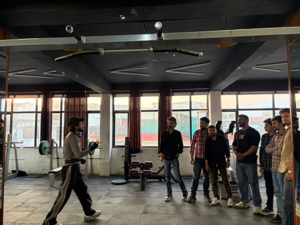 Deepak with a group of men from Bijnor who want to be clicked with him. (Express Photo)