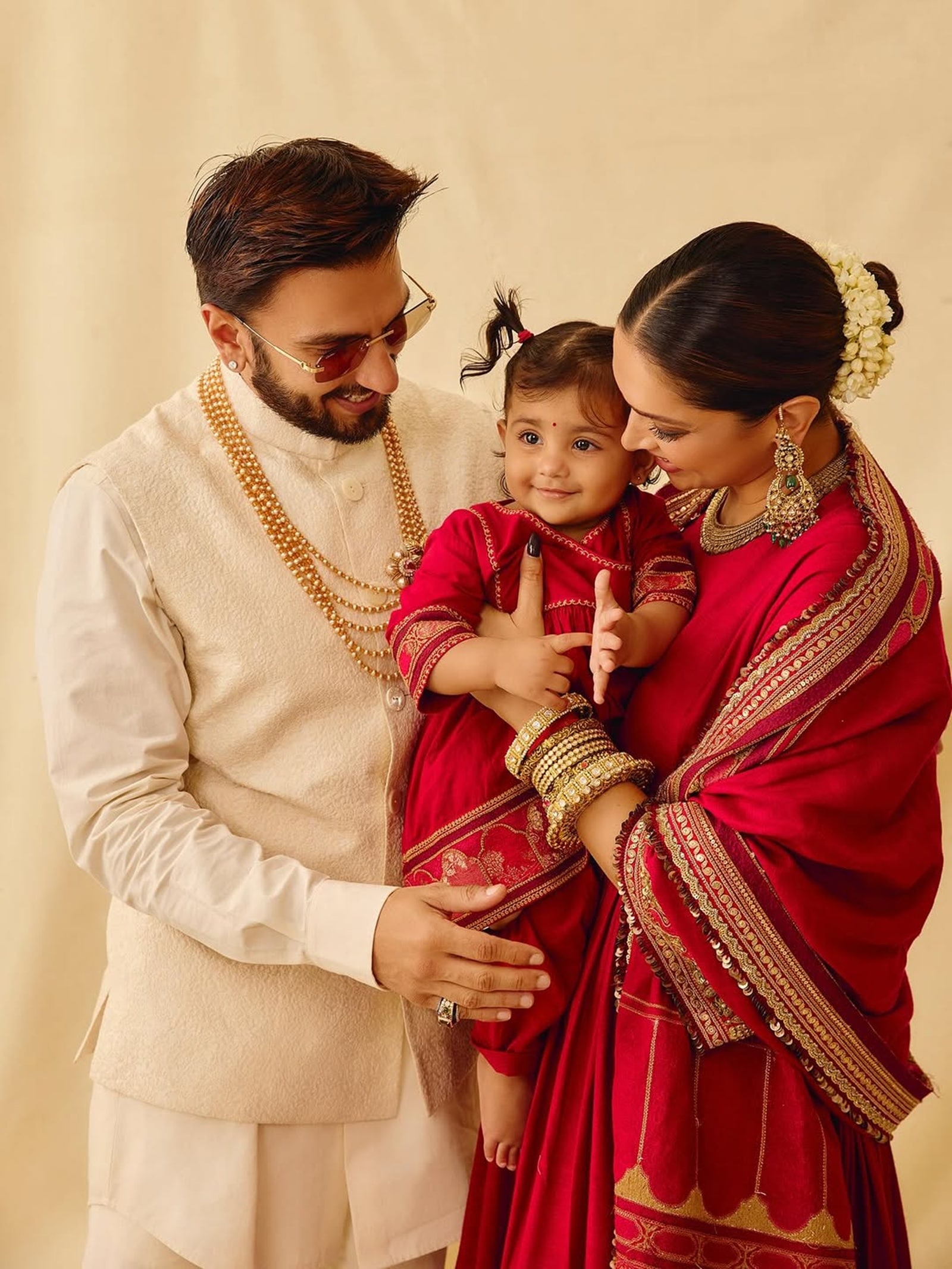 Deepika Padukone with Ranveer Singh and their daughter Dua