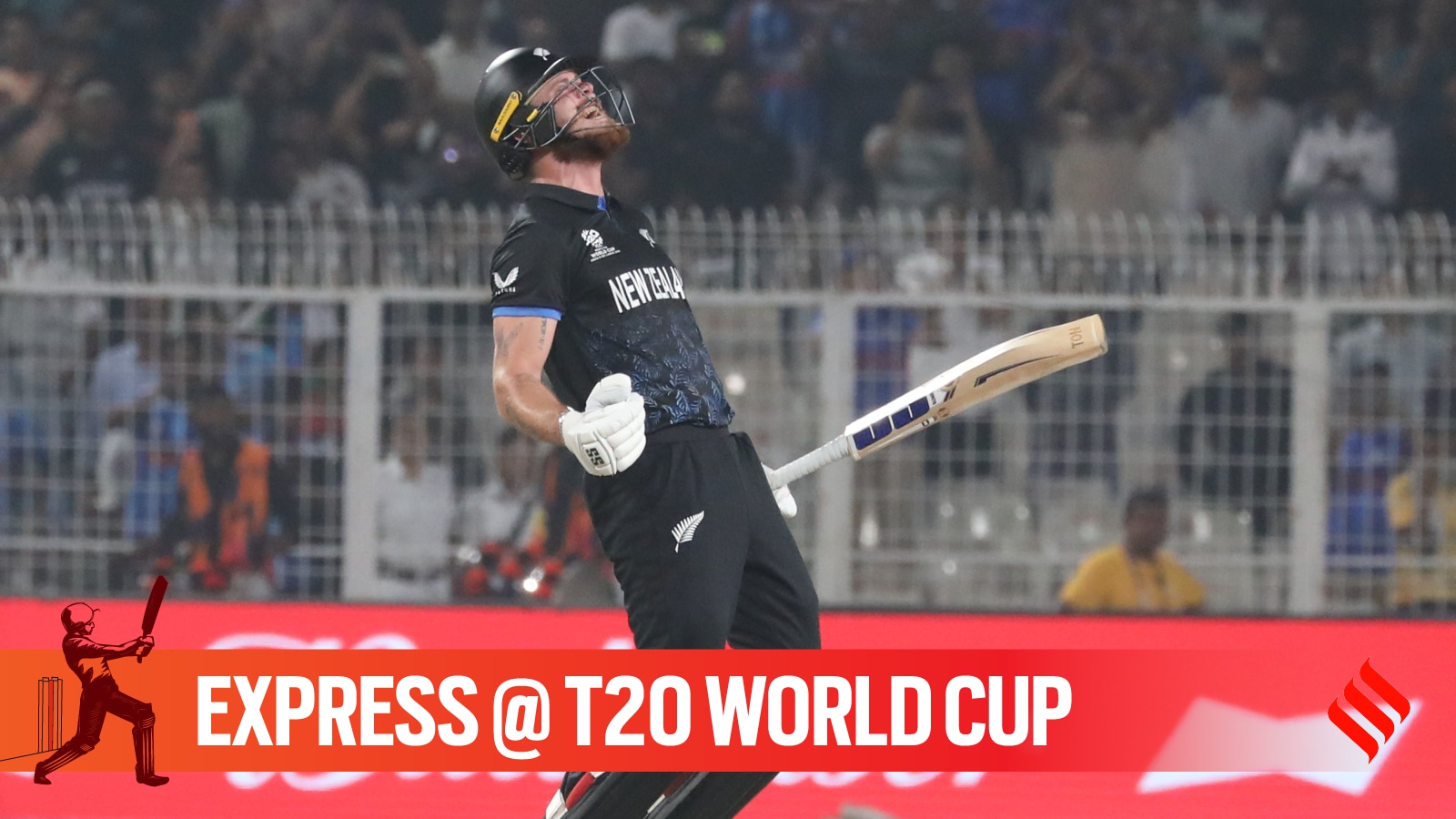 Finn Allen recorded the fastest T20 World Cup ton to help New Zealand thrash South Africa in the semifinal. (Express photo by Partha Paul)