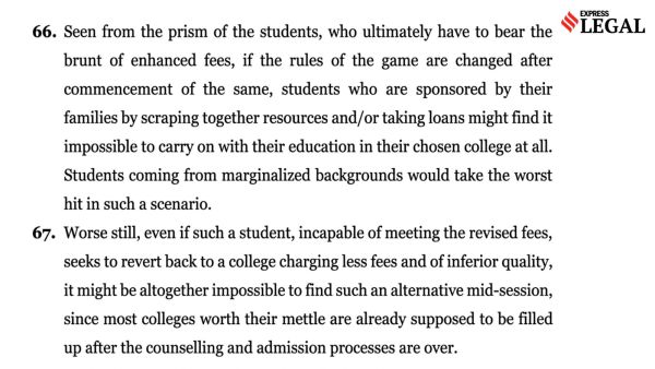 The fee structure was a composite whole, not divisible into parts for mid-course alteration, said the Calcutta High Court.