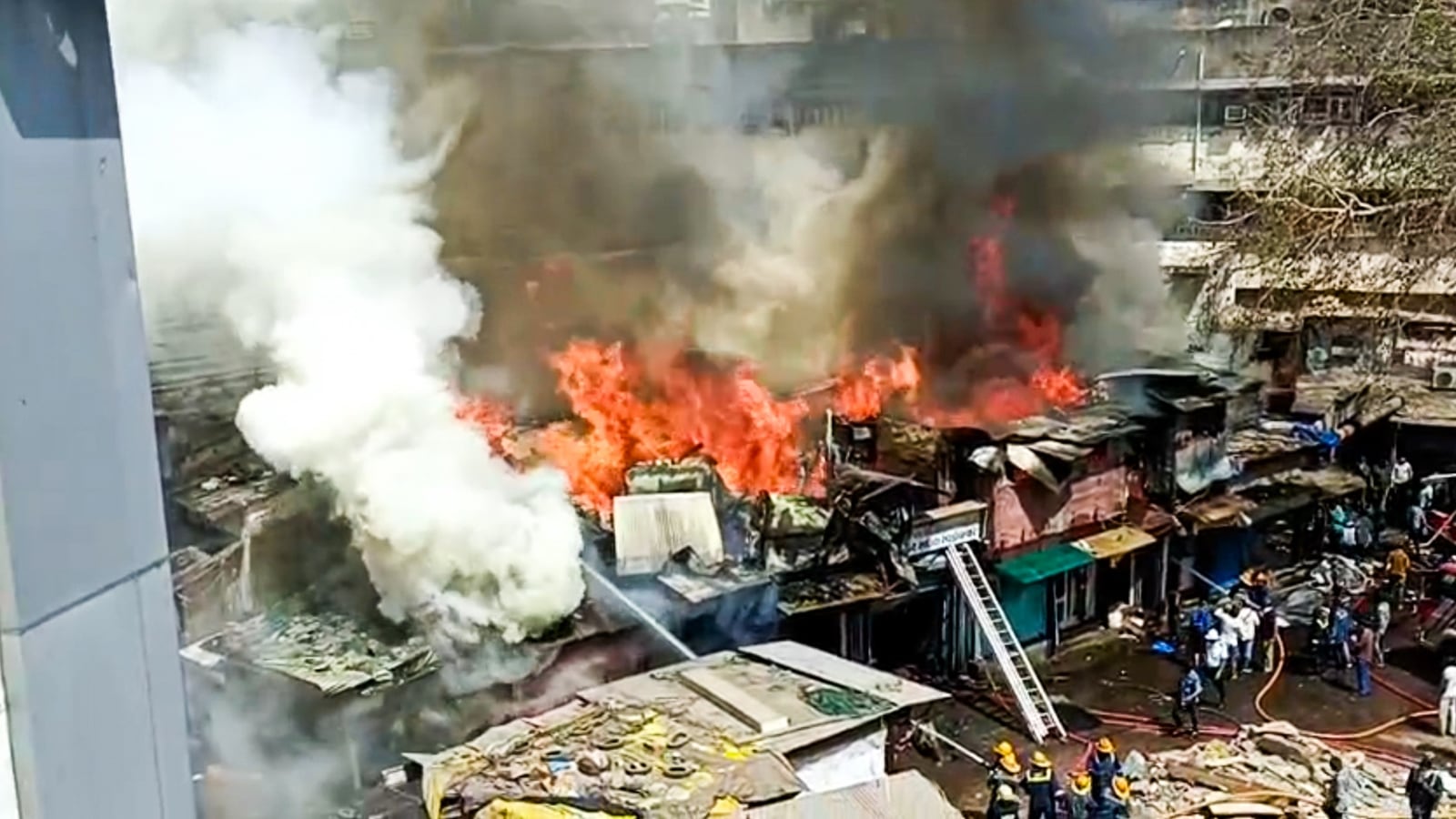 Major fire guts several shops at Panchkuva cloth market.