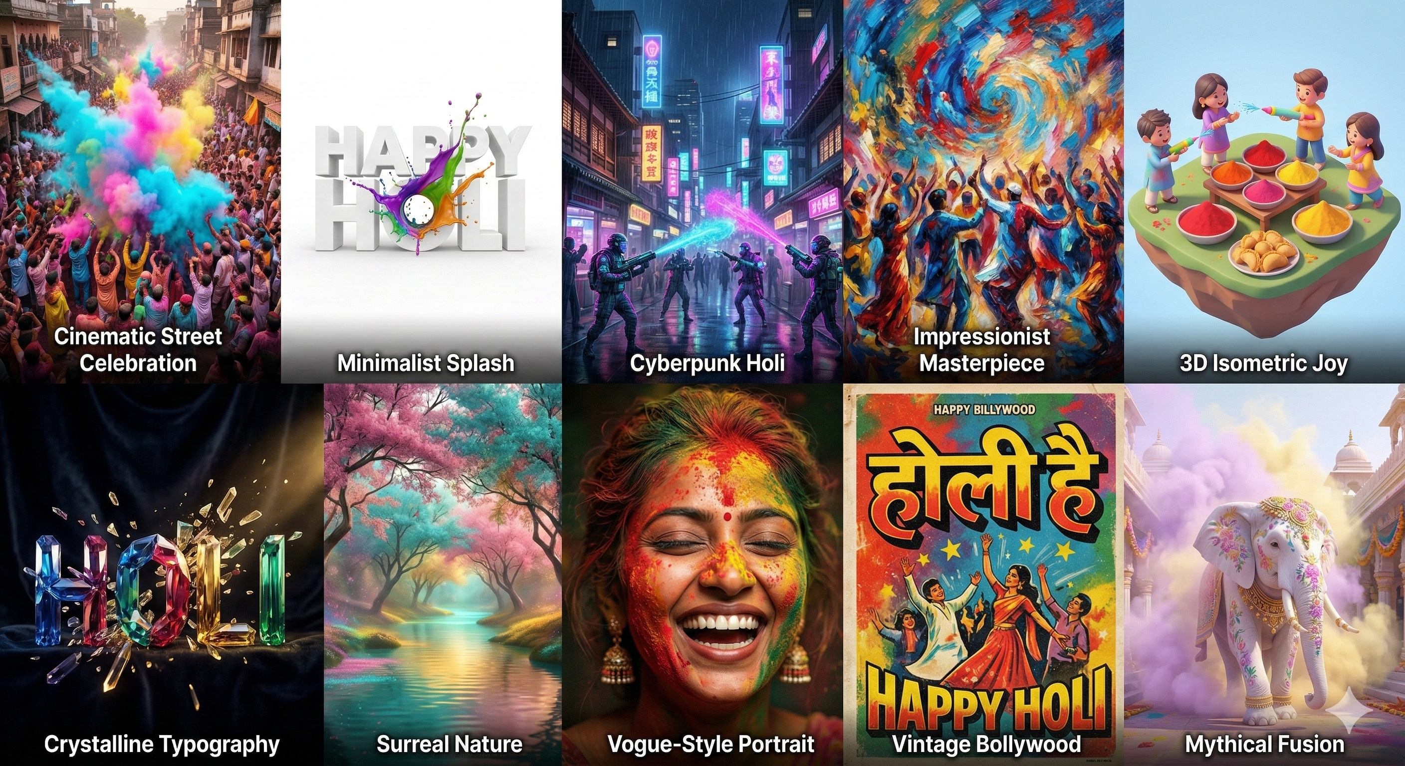 नैनो केले के फास्ट मोड का उपयोग करके नीचे दिए गए संकेतों के लिए जेमिनी द्वारा बनाई गई छवियां (छवि स्रोत: जेमिनी)