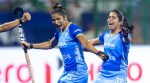 Navneet Kaur (L) was the star of the show once again for India. Credit: Hockey India