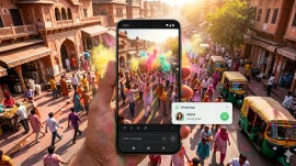 Holi-themed AI images created using Gemini’s Nano Banana Fast Mode for festive greetings.