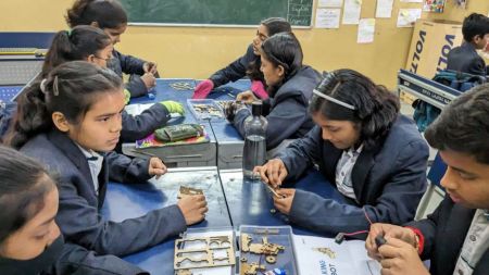 . A few of the older children are building LEDs, power buzzers, launch rockets and even moving bots, while getting lessons in real-world electronics safety.