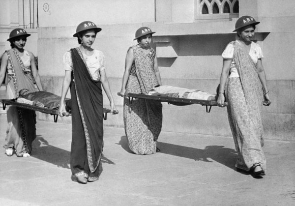 Indian women training for air raid precautions duties in Bombay, 1942 (Wikipedia)