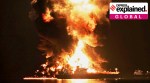 Oil tanker burns