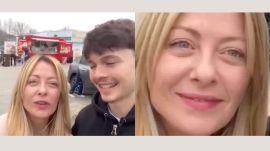 While smiling during the recording, he says that he would never vote for her party, Fratelli d’Italia, which translates to “Brothers of Italy"