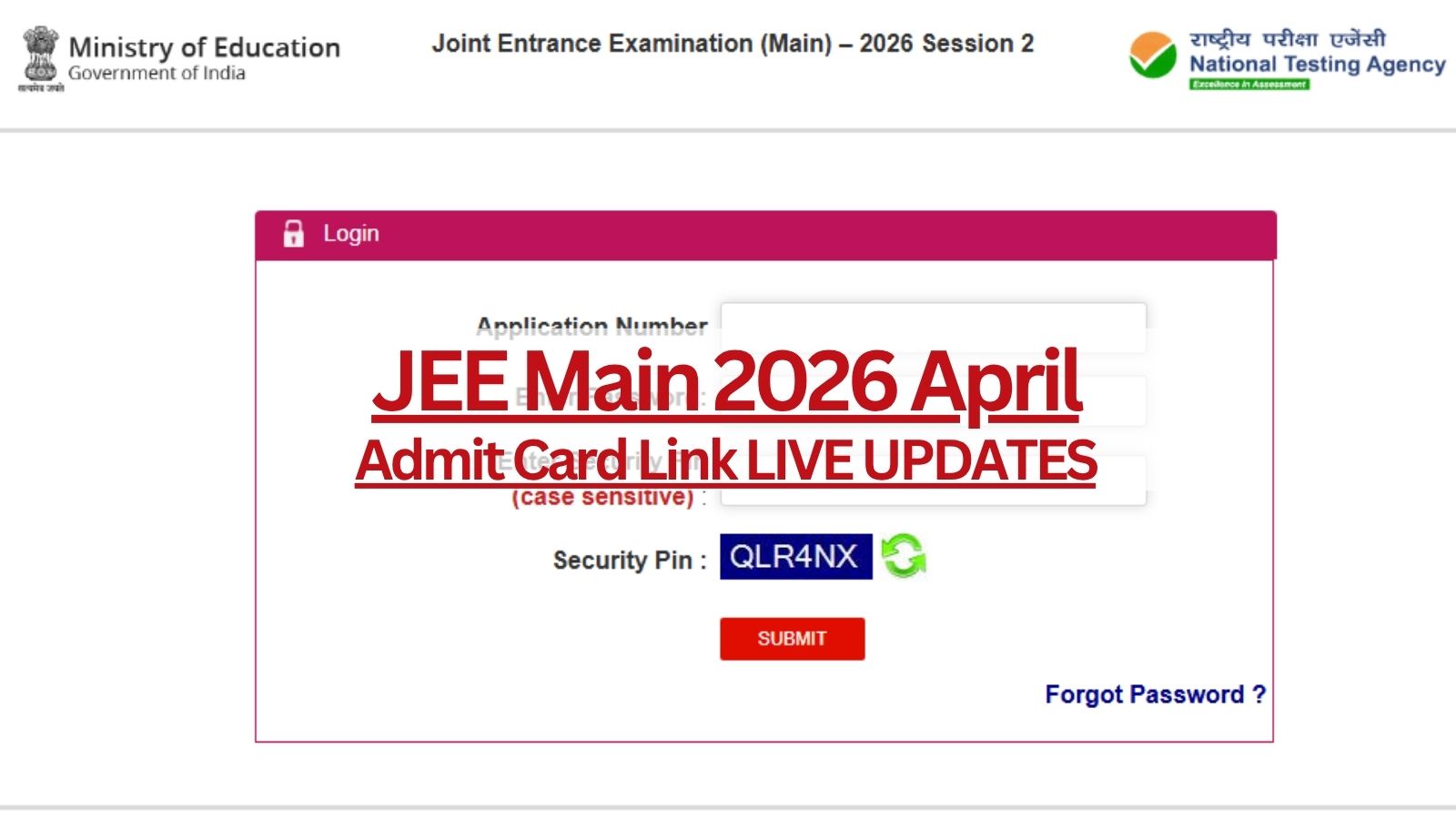 JEE Mains 2026 Session 2 Admit Card Live Updates: NTA to issue hall tickets this week at jeemain.nta.nic.in