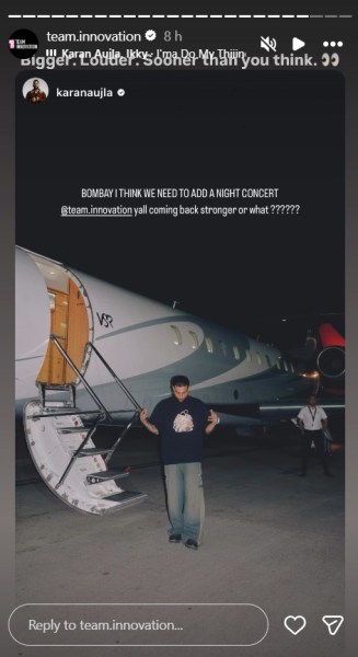 Karan Aujal and Team Innovation's Instagram Story