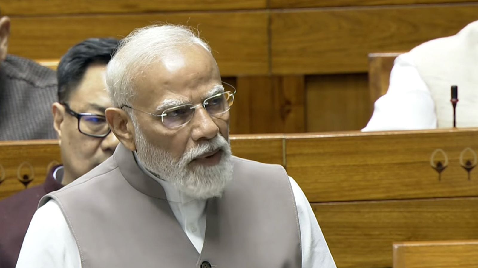 PM Modi urged state governments to monitor complaints on black-marketing and unfair usage of essential commodities. (Sansad TV Video grab)