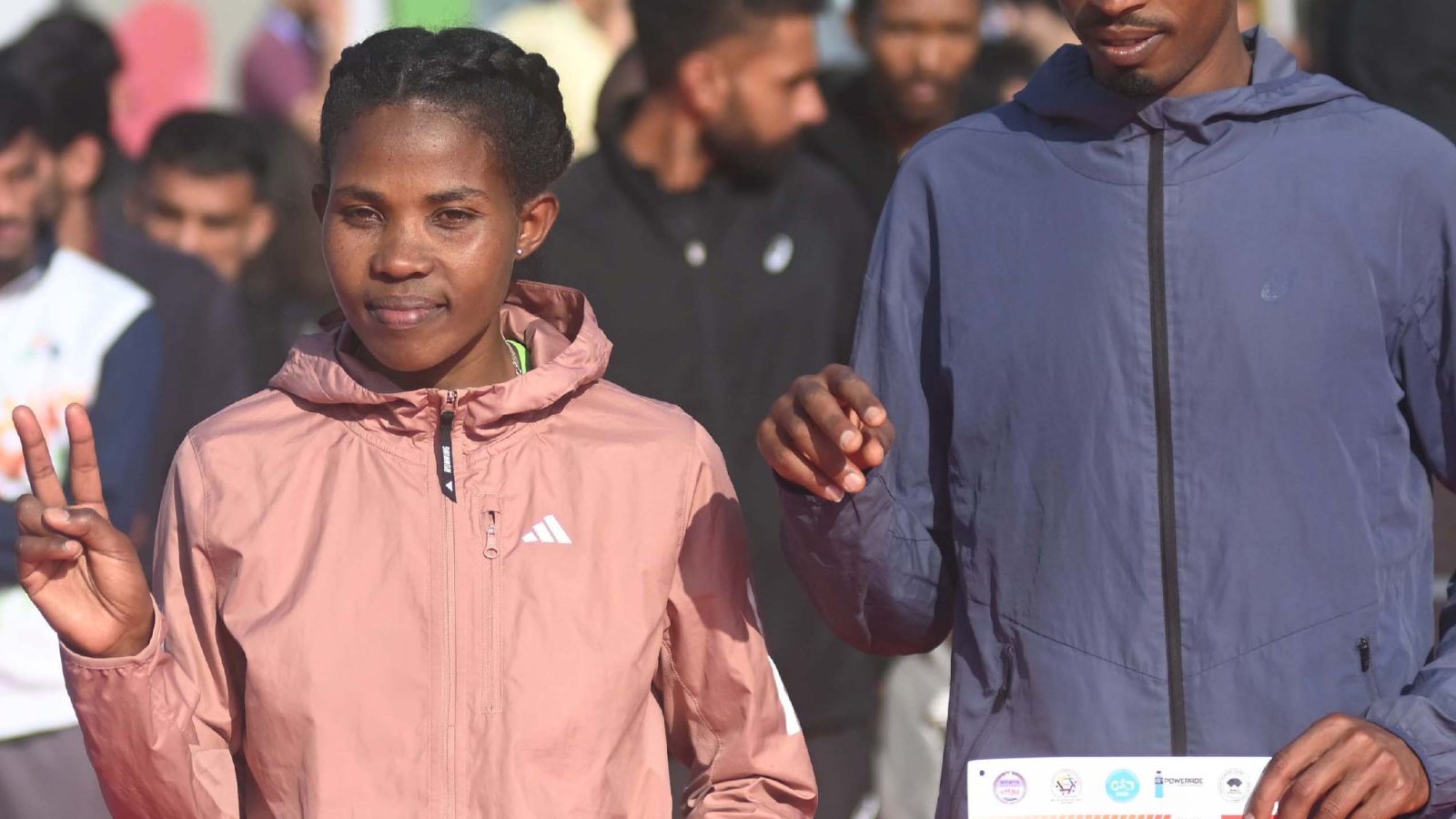 Ethiopia's Olbana Negasa Yadate and Meskerem Tesfaye Fikadu win the full marathon at Chandigarh International Marathon