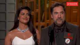 Priyanka Chopra Jonas and Javier Bardem present the award for Best International Feature Film