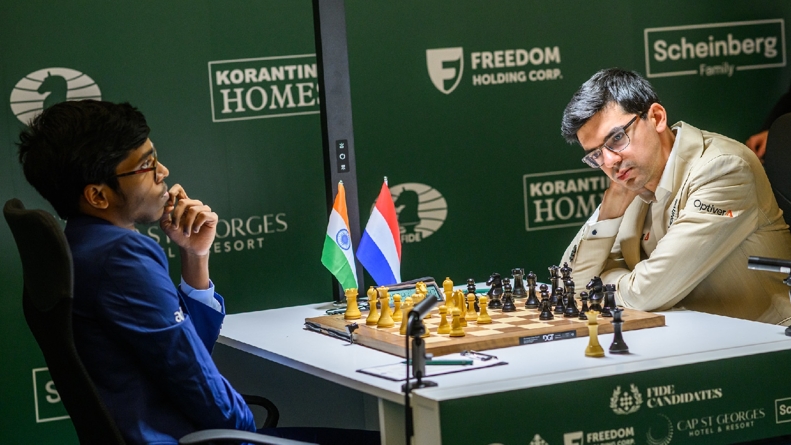 Candidates Round 1: Praggnanandhaa pounces on Anish Giri’s blunder to start with win; Vaishali survives scare to pull off draw