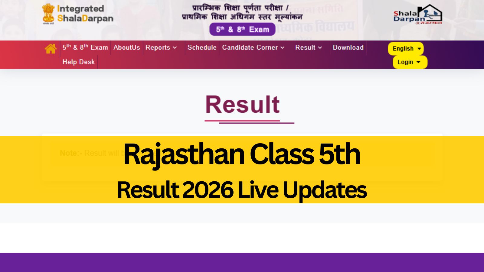 Rajasthan Board 5th Result 2026, rajshaladarpan.rajasthan.gov.in Live Updates: Steps to download Class 5th marksheet?