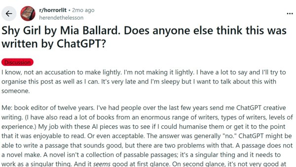 A screenshot of the reddit thread that set the ball rolling. 