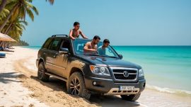 Tourists drive SUV onto Goa's beach