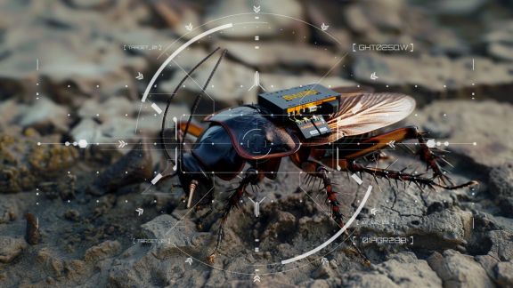 A bio-robotic unit developed by SWARM Biotactics with a custom sensor backpack for gathering intelligence. (Image: SWARM Biotactics)