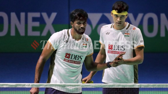 Indian men's doubles pair Satwik-Chirag play Malaysians Kang Khai Xing and Aaron Tai in the first round. (Express photo by Abhinav Saha)