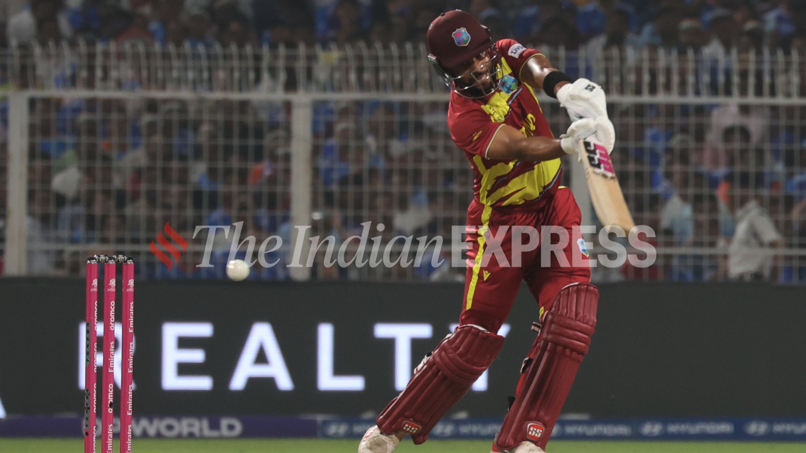 West Indies skipper Shai Hope scored 33-ball 32 vs India in the T20 World Cup Super 8 match in Kolkata. (Express photo by Partha Paul)
