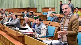 Himachal Pradesh Chief Minister Sukhvinder Singh Sukhu during the Budget session of the state Assembly, in Shimla, Wednesday, March 18, 2026. (PTI Photo)