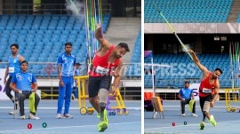 Indian Para athlete Sumi Antil in action at the World Para Athletics Grand Prix at Jawaharlal Nehru Stadium in New Delhi. (Express Photo by Praveen Khanna)