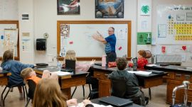 A science class at McPherson Middle School in McPherson, Kan., on Feb. 26, 2026. No more YouTube or video games on school laptops. Textbooks and pencils are back. Some seventh graders say they prefer learning offline.