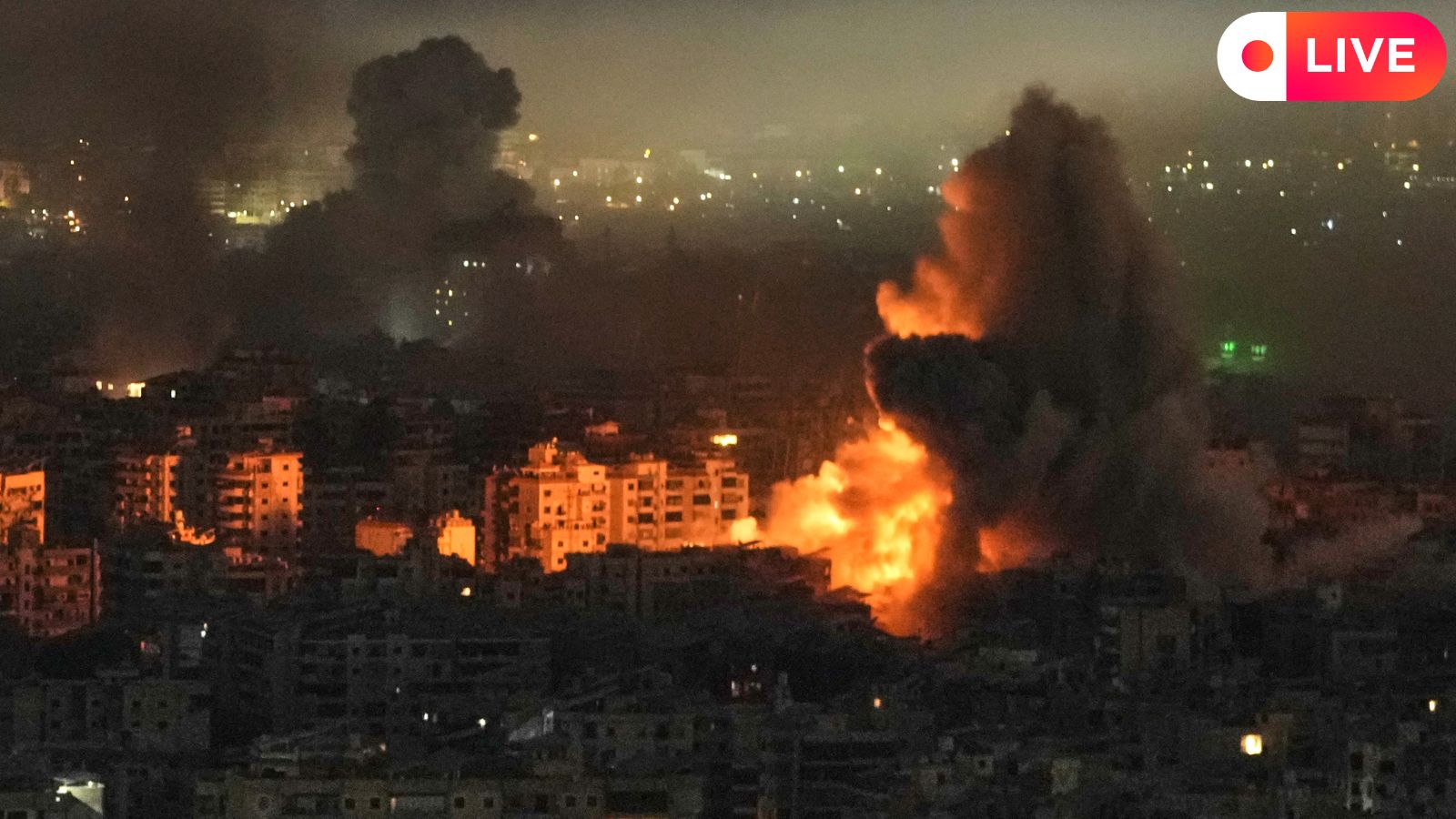 Smoke and flames rise from buildings after an Israeli airstrike in Dahiyeh, a southern suburb of Beirut, Lebanon, Wednesday, March 11, 2026. (AP Photo)