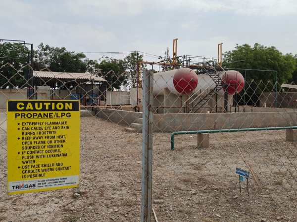 Propane-LPG tanks at a tile manufacturing unit in Morbi. (Express Photo) 