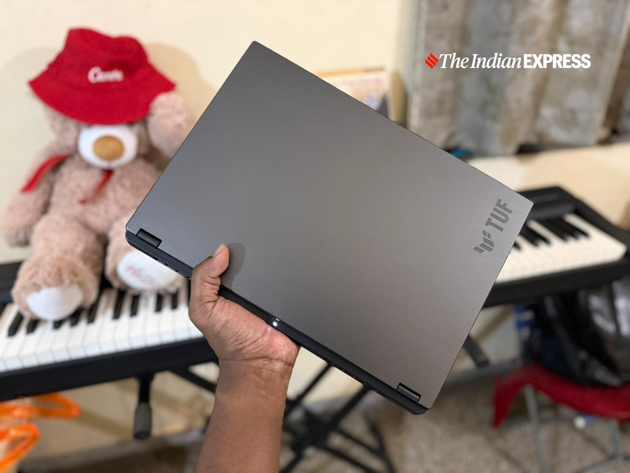 With a clean, understated design and lightweight build, the TUF Gaming A14 prioritises portability without looking like a typical gaming laptop. (Image: Bijin Jose/The Indian Express)