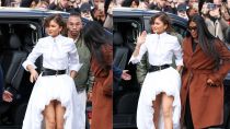 Zendaya appeared in a white ensemble at Louis Vuitton's Paris Fashion Week