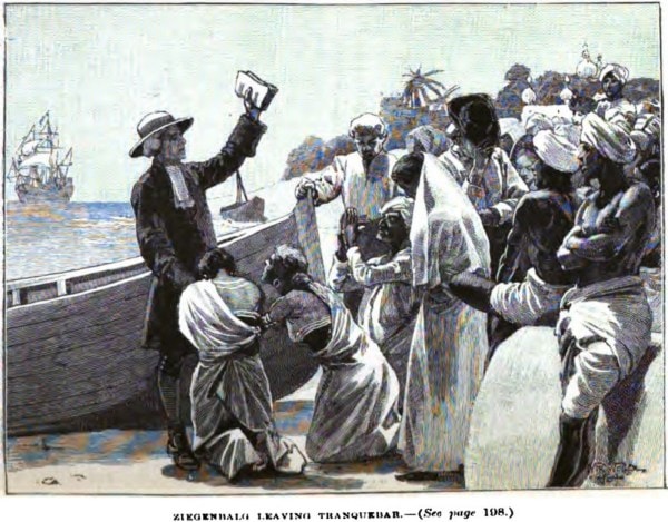 Ziegenbalg leaving Tranquebar in 1890 (Wikipedia)