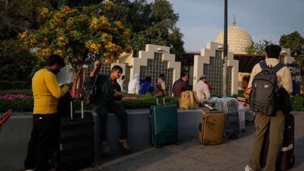 Passengers stranded due to the closure of Dubai International Airport (AP Photo)